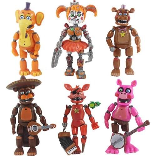 6pcs/set Fnaf Bonnie Foxy Fazbear Bear Figurines Five Nights At Action Figure Toy Doll With Light