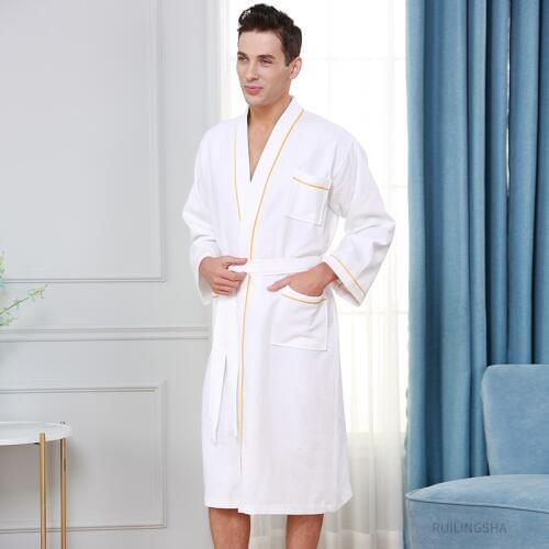 5 Star Hotel Men 100% Cotton Plus Size Sweat Towel Bathrobe Kimono Waffle Bath Robe Mens Night Sleepwear for Women Dressing Gown