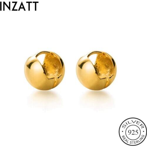 INZATT Real 925 Sterling Silver Irregular Cracking Ball Hoop Earrings For Fashion Women Fine Jewelry Hiphop Accessories GIFT