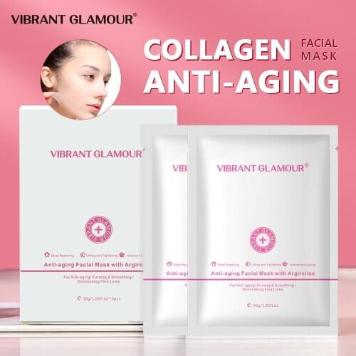 VIBRANT GLAMOUR Collagen Facial Mask Smoothing Firming Anti-Aging Diminishing Fine Lines Lifting Tightening Skin Deep Repairing