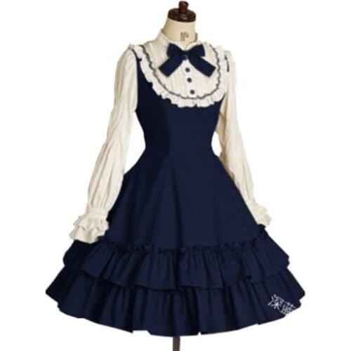 Maid Cosplay Costume Anime Simple Fashion Fold Design Anime Womens Clothing Medieval COS Clothing College Maid Costume
