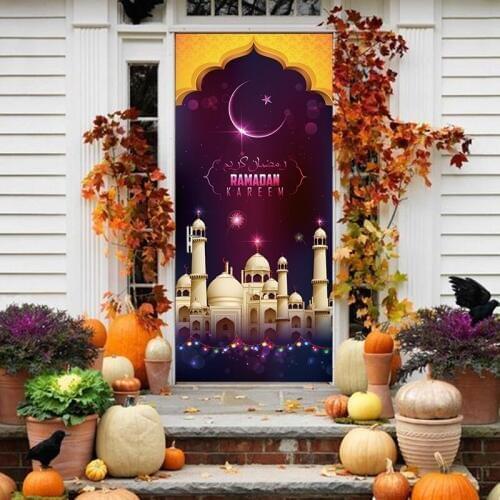 Creative Muslim Festival Celebration Door Stickers Ramadan Islam Wallpaper Living Room Bedroom Home Decoration
