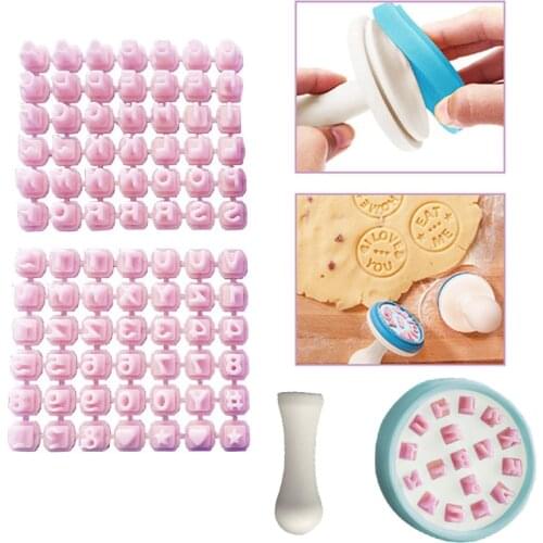 Round Alphanumeric Seal Pottery Clay DIY Message Stamp Movable Letter Alphabet Number Emboss Cookie Biscuit Stamp Art Supply