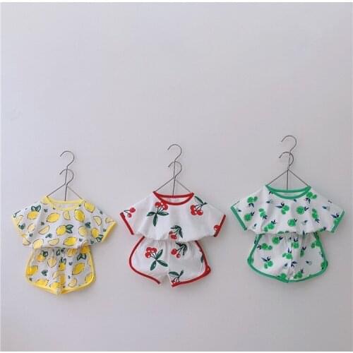 Summer Baby Set Short-sleeved Floral Korean Toddler Kids Girls Outfits Cartoon Cotton Loose Uniform Clothing Twin Clothing