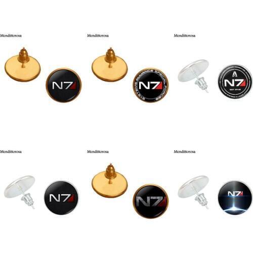 Mendittorosa Bronze/Silver/Golden Clip Ear Hook Stud Earrings Women Statement Glass Cabochon Jewelry Gift N7