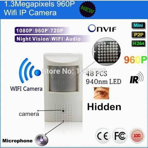 960P PIR Motion Detector Pin Hole 1.3MP Pir Mini Ip Wireless Wifi IR CCTV Cam IP Night vision Audio PIR IR IP Camera Audio