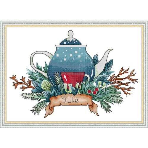 Teapot series 1 cross stitch kit aida 14ct 11ct count print canvas cross stitches needlework embroidery DIY handmade