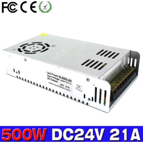 Single output switching power supply 24V 21A 100VAC input LED power supply 500W 220v to 24V transformer 200pcs/lot