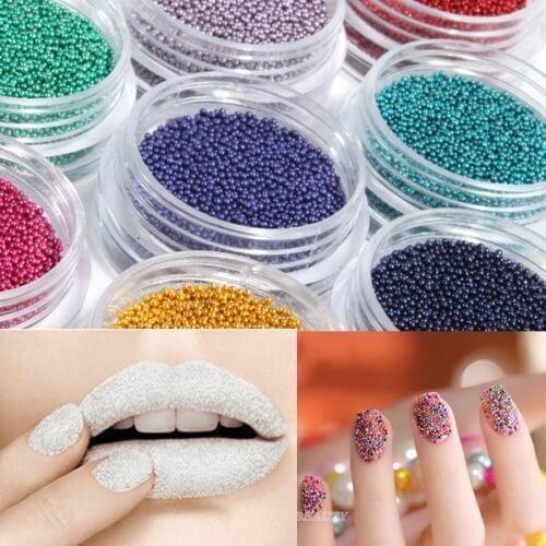 12 Colors Caviar Nail Glitter Plastic Beads Glitter Powder Manicures or Pedicures Nail Art Decoration Nail Tools