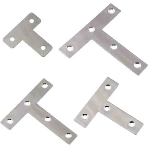 Stainless Steel Mending Bracket Plate T Type,Metal Straight Fixing Joining Shelf Support for Shelf,Furniture and Cabinet Silver