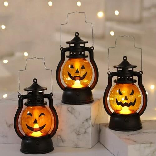 Portable Safe Pumpkin Smile Lantern LED Night Light Halloween Festival Houdehold Corridor Decoration Oil Lamp Prop