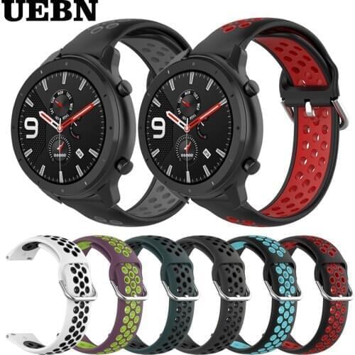 UEBN Sport Silicone Breathable Strap For Huami Amazfit GTR 42mm 47mm Bracelet for Amazfit bip S GTS Replacement Watchbands
