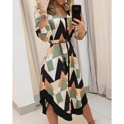 Spring Summer Sexy Casual Women Long Dress High Waist V-Neck Long Sleeve Holiday Beach Dress Tie Tye Print Women Dresses Robes