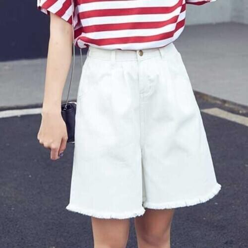 XXXXL Women Denim Knee Length Shorts Classic Big Size High Waist Wide Leg Ladies Casual Summer Female Shorts Streetwear Jeans