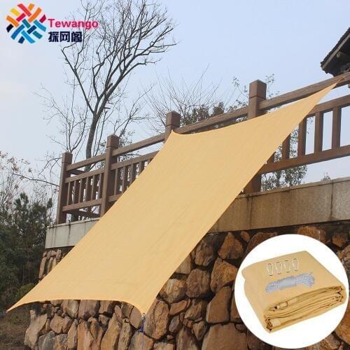 Tewango Custom HDPE ARC Rectangle Sun Shade Sail UV Block Beige Yellow Net Garden Awning Shelter Canopy Portable Outdoor 185GSM