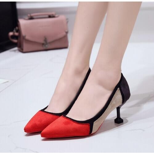 Pointed Strappy Pumps Sexy Retro High Thick Heels Shoes Color Matching New Woman Shoes Female Lace Up Shoes Woman Sandals W32-24