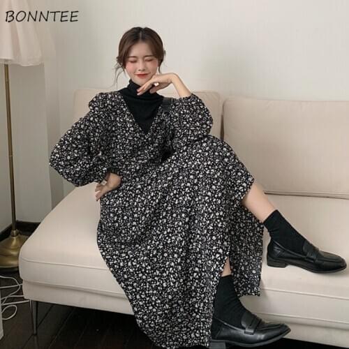 Dress Women Fake Two Pieces Classy Daily Vintage Elegant Chic Print Turtleneck Korean Style Vestidos Female Teenagers 3XL Charm