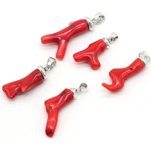 1pcs New Irregular Branches Shape Red Coral Pendants for Jewelry Making Women Girl Accessories Gift Size 8x20-10x30mm