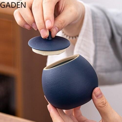 200ml Ceramic Tea Cans with Lids Candy Storage Cans Portable Mini Tea Cans Living Room Coffee Table Decoration Accessories