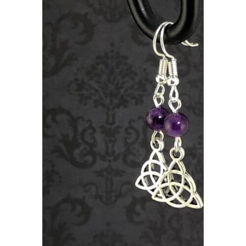 2021 trend fashion Triquetra Earrings-Celtic Knot Earrings,Wiccan Earrings,Pagan Jewellery,Boho Healing Crystal Jewelry