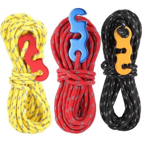 4pcs 3mm Adjustable Tent Wind Rope Outdoor Camping High-strength Reflective Rope With S-Ring Buckle Hooks Tent Accessories
