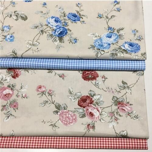 50x160cm Blue & Red Blooming Peony Flower Printed 100% Cotton Fabric Floral Fabric Patchwork apparel quilting cushion shee