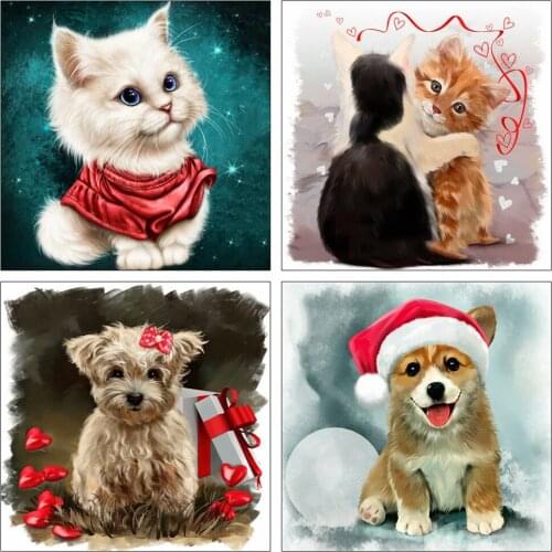 New 5D Diy Diamond Painting Cross Stitch Christmas Dog Full Square Diamond Embroidery Cat Kit Animal Handicraft New Years Gift