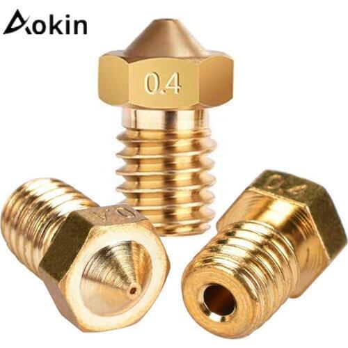 Aokin V5 V6 Nozzle 0.2 0.3 0.4 0.5mm Copper 3D Printers Parts Extruder Threaded 1.75mm 3.0mm Filament Head Brass Nozzles Part