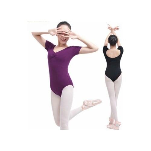 Short-sleeved Adult Leotard Ballet Leotards For Women Ballet Dance Gymnastics Leotard Cotton Dancewear For Ballerina