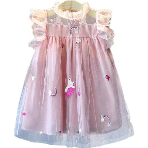 Bear Leader Girls Princess Dress New Summer Kids Party Dresses Sweet Unicorn Embroidery Dress Children Clothing Vestidos 3 7Y