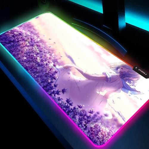 GuJiaDuo Rgb Anime Demon Killer Kimetsu No Yaiba Large Gaming Mouse Pad Computer Game Player Locking Pad Desktop Keyboard Xxl