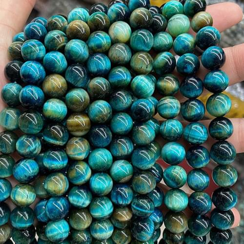 Royal Blue Tiger Eye Round Loose Spacer Beads For Jewelry Making 15" Strand DIY Accessorries Bead For Bracelet 6 8 10 12mm