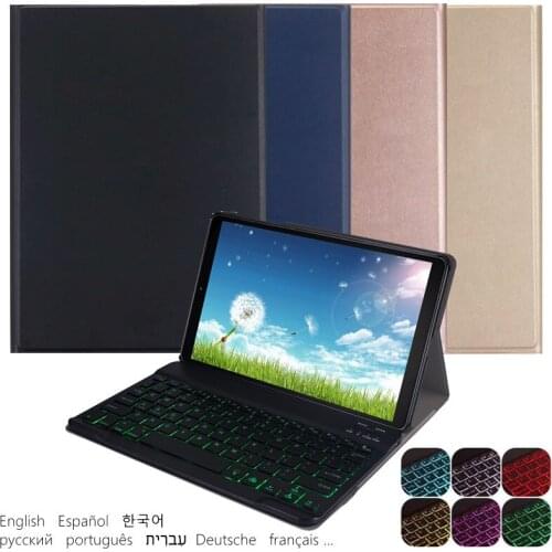 7 Color Backlit Keyboard Case for Samsung Galaxy Tab S6 Lite 10.4'' Keyboard Case Russian Spanish Korean Arabic Keyboard Teclado