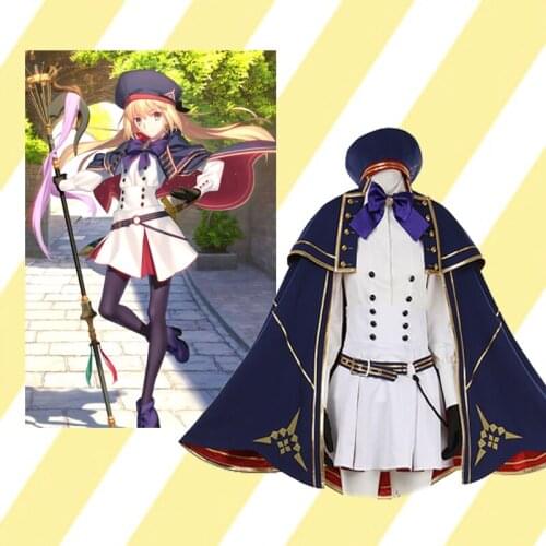 FGO Fate/Grand Order Altria Caster Cosplay Costume Dress Uniform Cloak Anime Cos Halloween for Women Men
