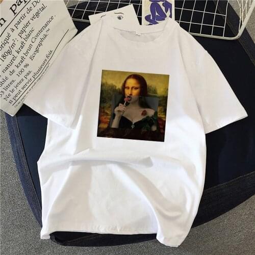Women T Shirts Mona Lisa Painting Tshirts Artistic Oil Oversized T Shirt Casual Short Sleeve Harajuku Aesthetic Female Clothing
