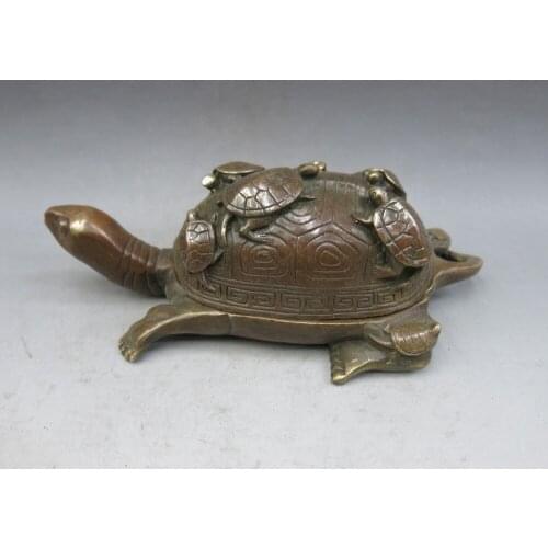 China fine brass carved seven turtle sculpture beautiful tortoise statues