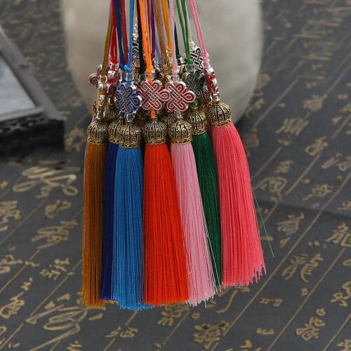 Chinese Style 1Pc Metal Caps Fringe Trim Bookmark Silk Tassels DIY Curtain Clothes Bag Craft Supplies Classical Tassel Pendant