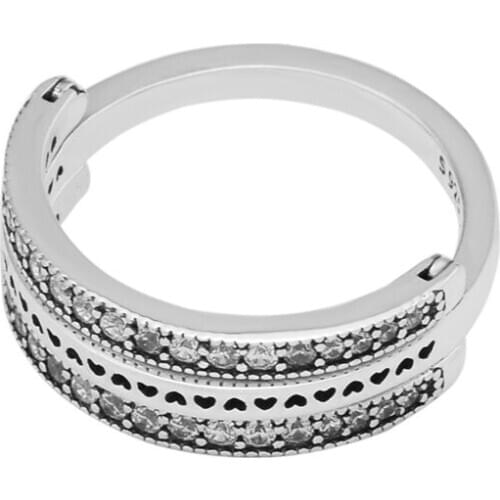 Flipping Hearts Ring Clear CZ 925 Sterling Silver Jewelry Rings For Woman DIY Jewelry Making engagement ring