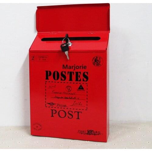 European and American Style Creative Iron Belt Lock Mailbox American Mailbox Suggestion Box Wall-mounted Rural Style Letter Box