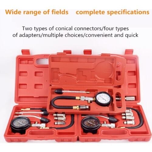 Compression Tester Pressure Gauge Tester Kit Motor Auto Petrol Gas Engine Cylinder Car Motorcycle Pressure Gauge with Adapter