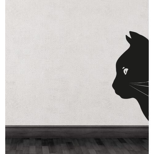 Black Cat Head Half Silhouette Cute Special Wall Decals Home Rooms Art Unique Decor Vinyl Wall Stickers Animals Series WM601