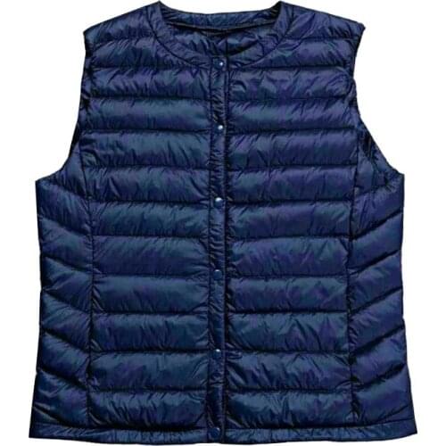 2017 new brand collarless women down jacket vest plus size quality round collar women light weight vest female down waistcoat