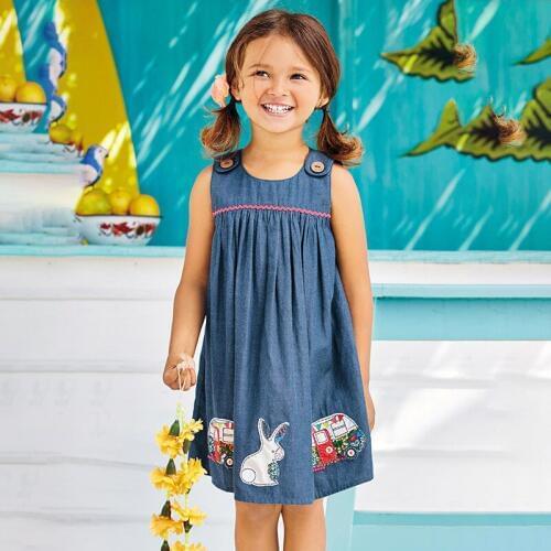 Summer New European and American Style Brand Girls'Dresses Pure Cotton Shuttle Weaving Sleeveless Childrens Dresses