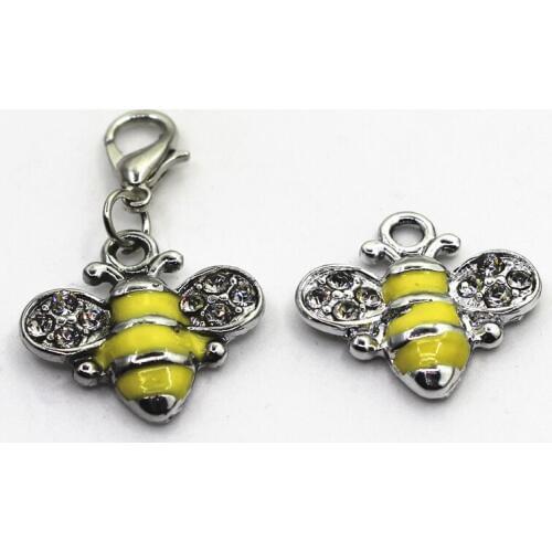 New Arrive 10pcs Crystal Bee Charm For DIY Bracelets Hanging Charm Necklace Dangle Charm Findings Jewelry Accessories