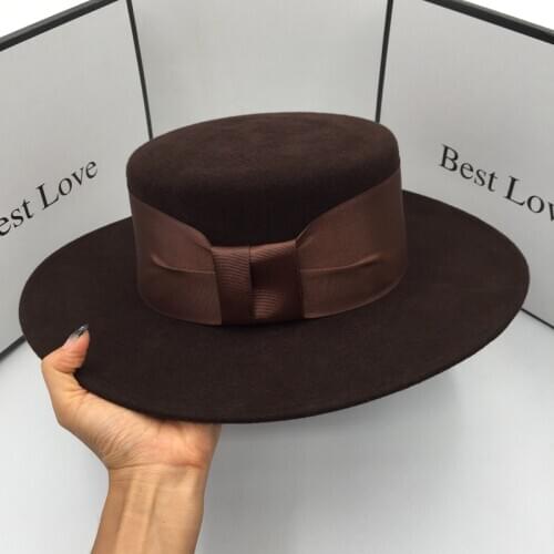 New winter fedoras coffee wool hat for women big brim ins tidal flat eaves