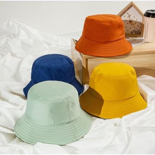 New Summer Sunscreen Cotton Bucket Hats Women Panama Hat Men Pure Color Sunbonnet Fedoras Outdoor Fisherman Hat Beach Cap Unisex