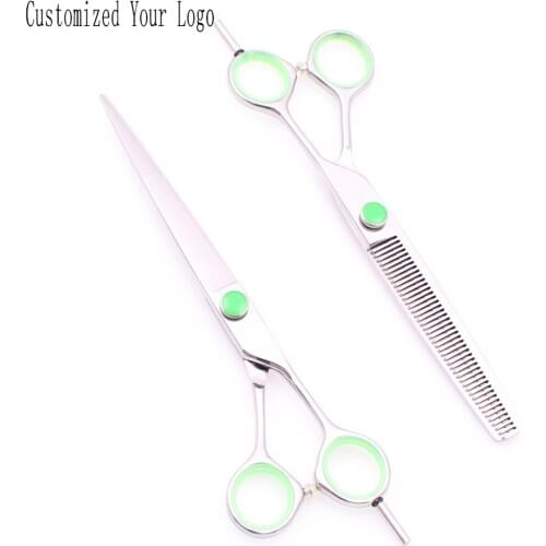C1121 7'' 440C Customize Logo Hairdressing Scissors Hair Cutting Scissors Thinning Shears Professional Hair Scissors Haircut Set