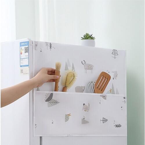 Printed Refrigerator Cover Waterproof Storage Bag Dust Cover Household Refrigerator Top Cover Hanging Bag Cover Towel