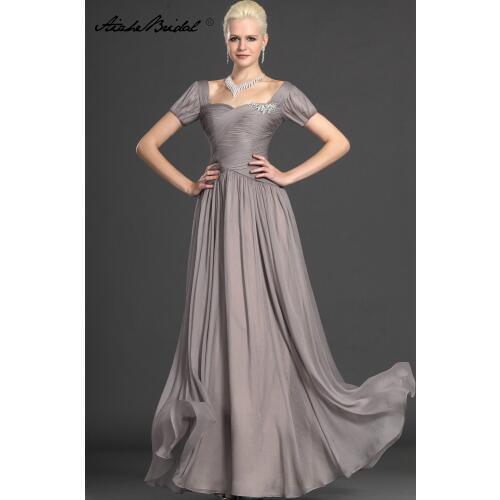 Mother Of The Groom Dresses Elegant A Line Cap Sleeves Pleated Chiffon Mother of the Bride Dress