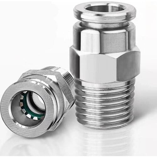 PC 304 Stainless Steel External Thread Pneumatic Quick Coupling 1/8" 1/4" 3/8" 1/2" BSP External Thread Tachea Hose Connector